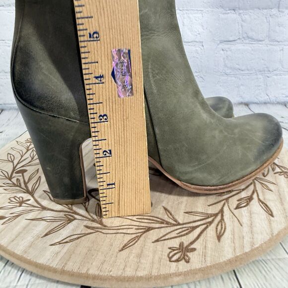 Ecco Ankle Heel Booties Women Size 7.5 US 38 EU Green Distressed Leather Shoes - Picture 9 of 15
